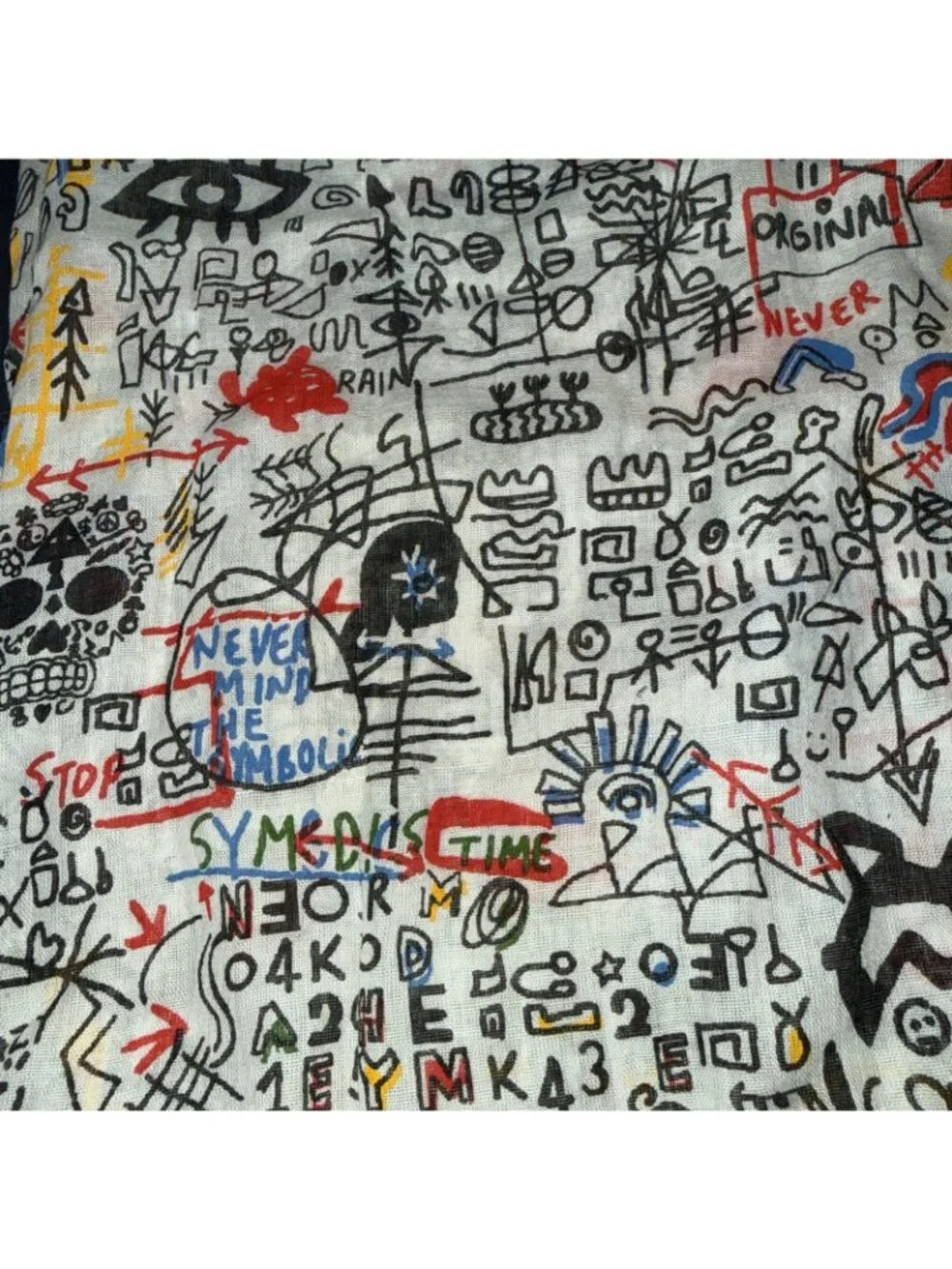 Jean Michel Basquiat Skulls Scarf Shawl Never Mind The Symbolic RARE Cotton VTG